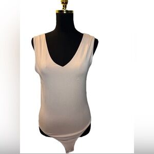 On 34th Tan Sleeveless V-Neck Bodysuit, Very Soft, Size Medium, NWT